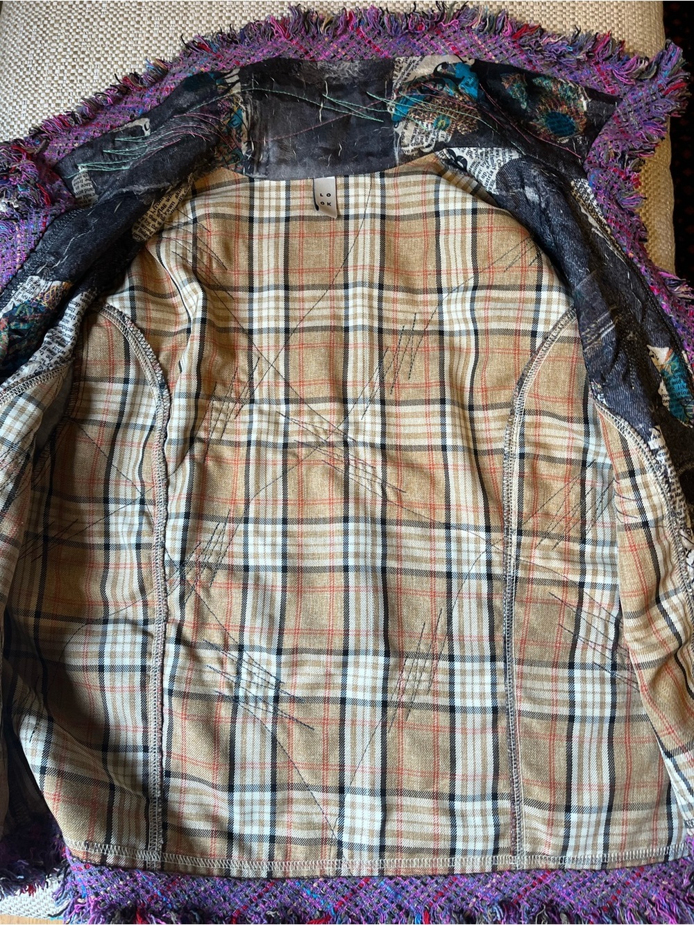 Vintage LO OK Magazine Jacket with fringe Size L - Picture 3 of 10